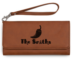 Chili Peppers Ladies Leatherette Wallet - Laser Engraved - Rawhide (Personalized)