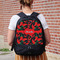 Chili Peppers Large Backpack - Black - On Back