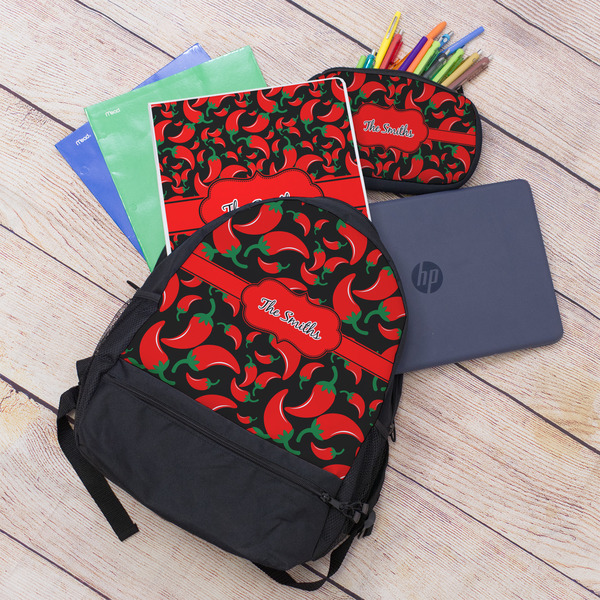 Chili Peppers Large Backpack - Black - With Stuff