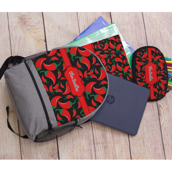 Chili Peppers Large Backpack - Gray - With Stuff