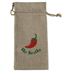 Chili Peppers Large Burlap Gift Bag - Front (Personalized)