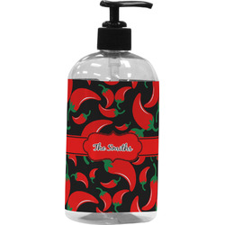 Chili Peppers Plastic Soap / Lotion Dispenser (16 oz - Large - Black) (Personalized)
