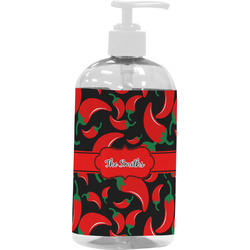 Chili Peppers Plastic Soap / Lotion Dispenser (16 oz - Large - White) (Personalized)