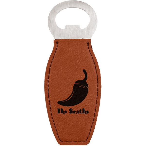 Custom Chili Peppers Leatherette Bottle Opener (Personalized)
