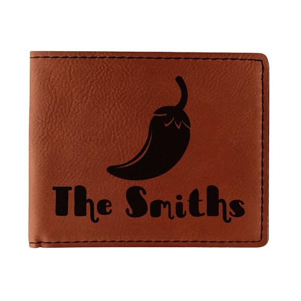 Custom Chili Peppers Leatherette Bifold Wallet - Double Sided (Personalized)