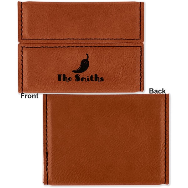 Chili Peppers Leather Business Card Holder Front Back Single Sided - Apvl