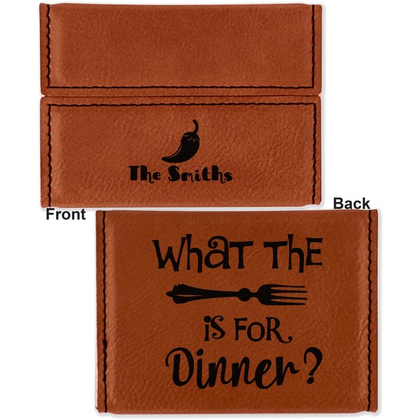Chili Peppers Leather Business Card Holder - Front Back