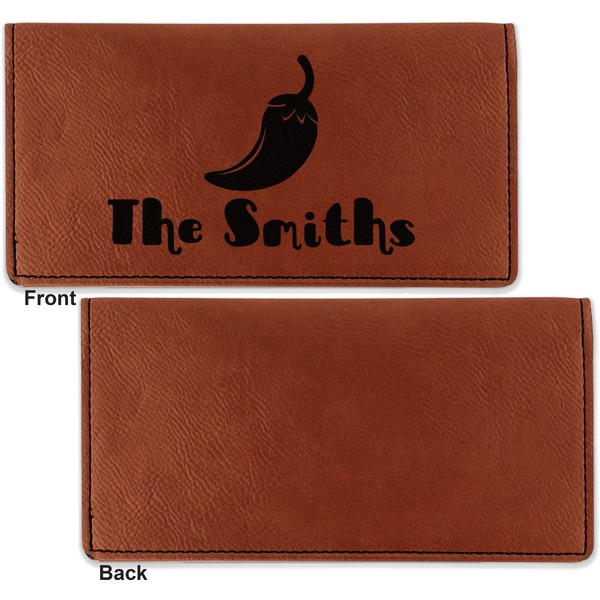 Chili Peppers Leather Checkbook Holder Front and Back Single Sided - Apvl