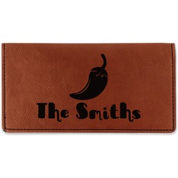 Chili Peppers Leatherette Checkbook Holder - Single Sided (Personalized)