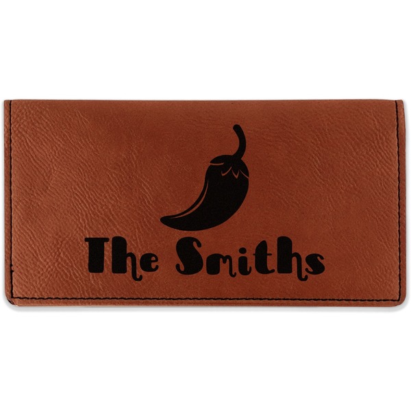 Custom Chili Peppers Leatherette Checkbook Holder (Personalized)