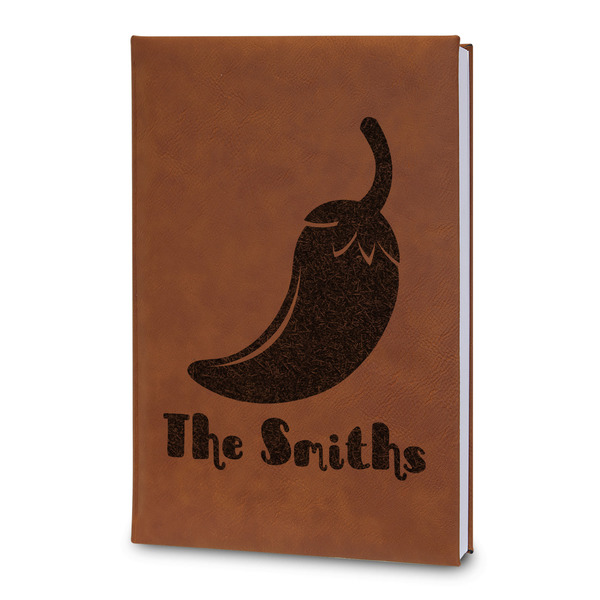 Custom Chili Peppers Leatherette Journal - Large - Double Sided (Personalized)