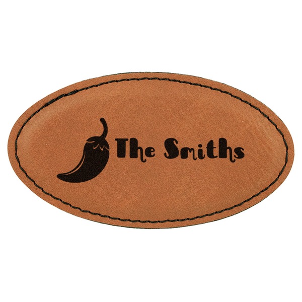 Custom Chili Peppers Leatherette Oval Name Badge with Magnet (Personalized)