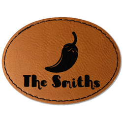 Chili Peppers Faux Leather Iron On Patch - Oval (Personalized)