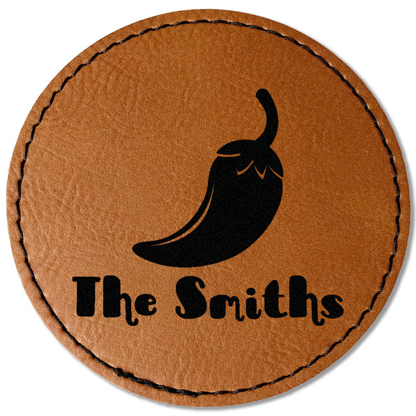 Custom Chili Peppers Faux Leather Iron On Patch - Round (Personalized)