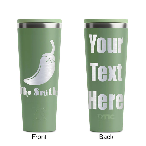 Chili Peppers Light Green RTIC Everyday Tumbler - 28 oz. - Front and Back