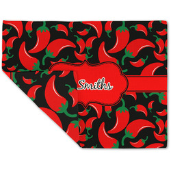 Chili Peppers Double-Sided Linen Placemat - Single w/ Name or Text