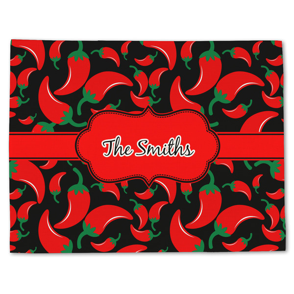 Custom Chili Peppers Single-Sided Linen Placemat - Single w/ Name or Text