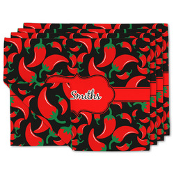 Chili Peppers Linen Placemat w/ Name or Text