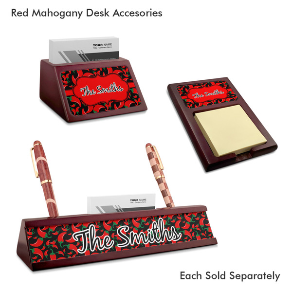 Chili Peppers Mahogany Desk Accessories