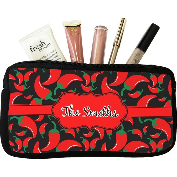 Custom Chili Peppers Makeup / Cosmetic Bag - Small (Personalized)