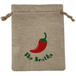 Chili Peppers Medium Burlap Gift Bag - Front (Personalized)