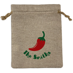 Chili Peppers Medium Burlap Gift Bag - Front (Personalized)
