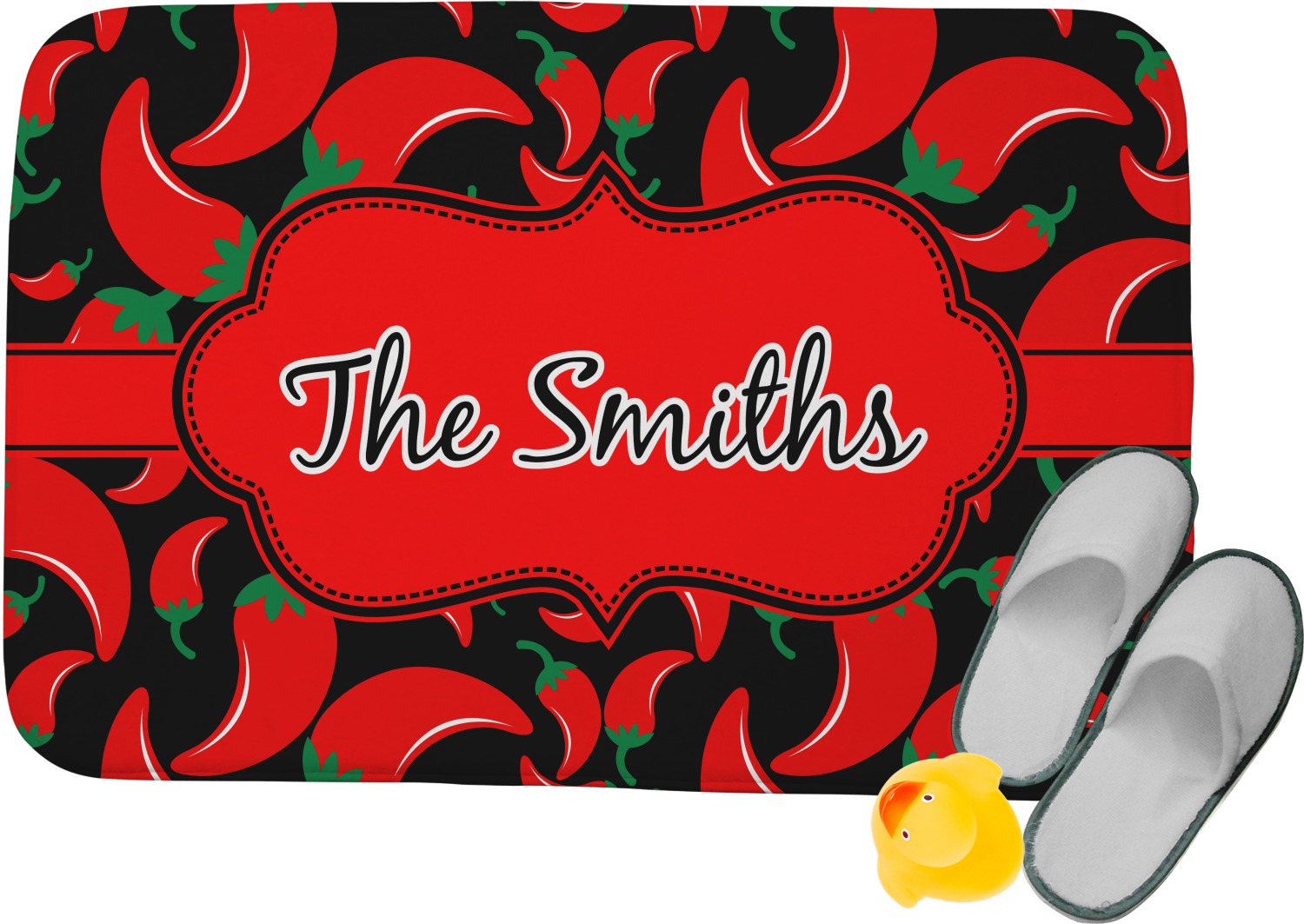 Chili Peppers Memory Foam Bath Mat 34"x21" (Personalized