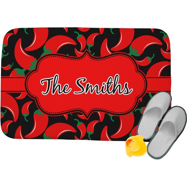 Custom Chili Peppers Memory Foam Bath Mat (Personalized)