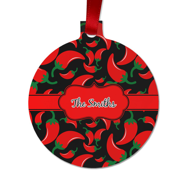 Custom Chili Peppers Metal Ball Ornament - Double Sided w/ Name or Text