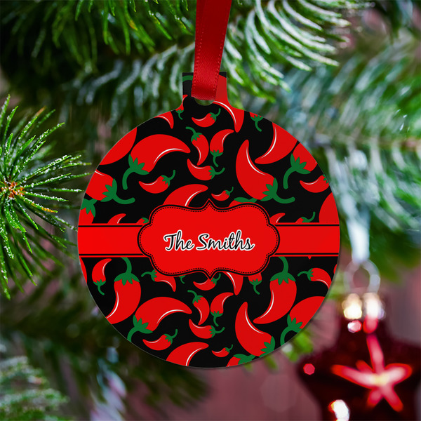 Chili Peppers Metal Ball Ornament - Lifestyle