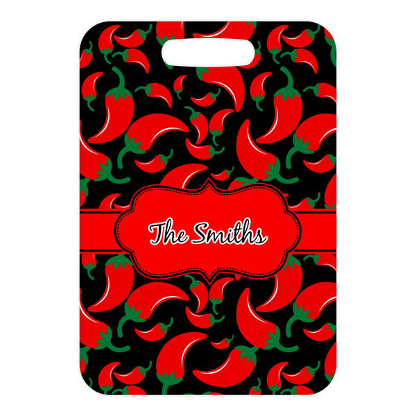Chili Peppers Metal Luggage Tag - Front Without Strap