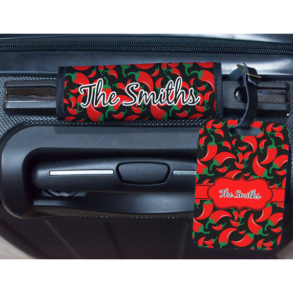 Chili Peppers Metal Luggage Tag & Handle Wrap - In Context