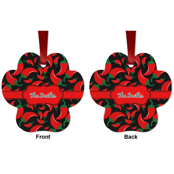 Chili Peppers Metal Paw Ornament - Front and Back