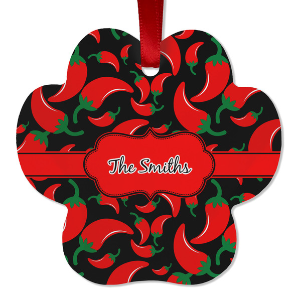 Custom Chili Peppers Metal Paw Ornament - Double Sided w/ Name or Text