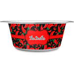 Chili Peppers Stainless Steel Dog Bowl - Large (Personalized)
