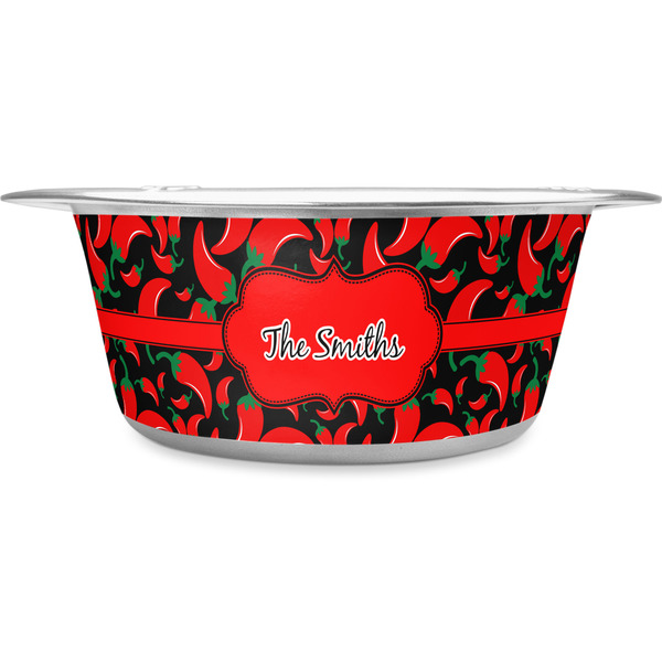 Custom Chili Peppers Stainless Steel Dog Bowl (Personalized)