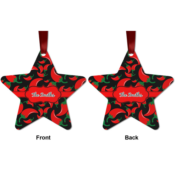Chili Peppers Metal Star Ornament - Front and Back