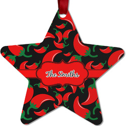 Chili Peppers Metal Star Ornament - Double Sided w/ Name or Text