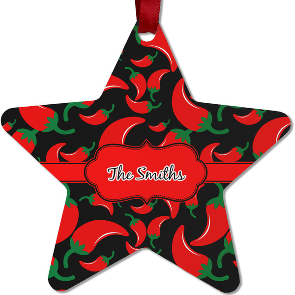 Custom Chili Peppers Metal Star Ornament - Double Sided w/ Name or Text