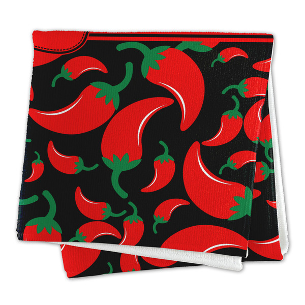 Chili Peppers Microfiber Dish Rag - FOLDED (square)