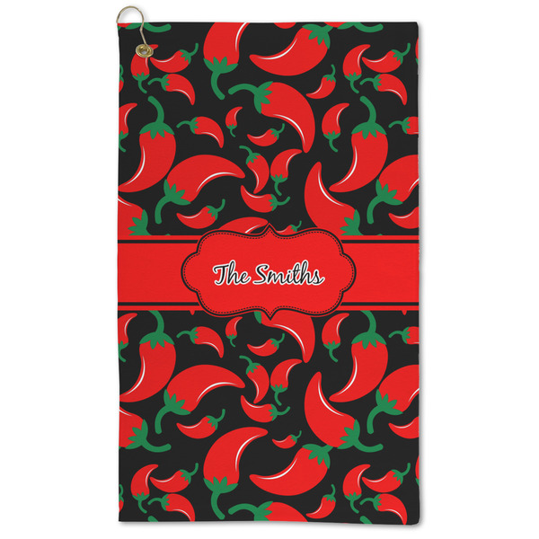 Custom Chili Peppers Microfiber Golf Towel - Large (Personalized)