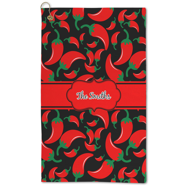 Custom Chili Peppers Microfiber Golf Towel (Personalized)