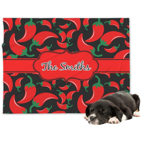 Custom Chili Peppers Dog Blanket - Large (Personalized)