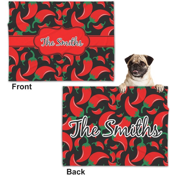 Chili Peppers Microfleece Dog Blanket - Regular - Front & Back