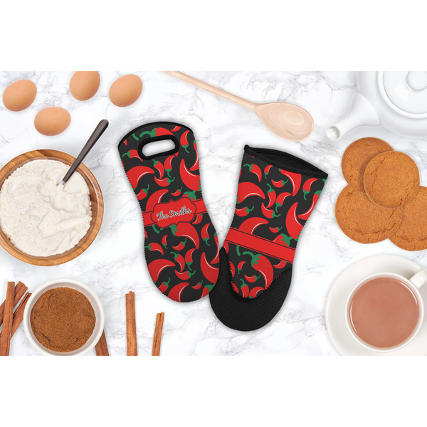 Chili Peppers Neoprene Oven Mitt - Lifestyle Image