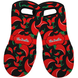Chili Peppers Neoprene Oven Mitts - Set of 2 w/ Name or Text