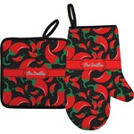 Chili Peppers Oven Mitt & Pot Holder Set w/ Name or Text