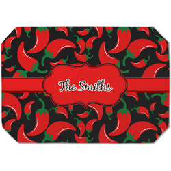 Chili Peppers Dining Table Mat - Octagon (Single-Sided) w/ Name or Text
