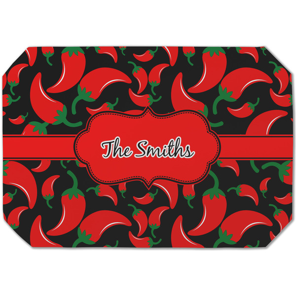 Custom Chili Peppers Dining Table Mat - Octagon (Single-Sided) w/ Name or Text