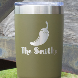 Chili Peppers 20 oz Stainless Steel Tumbler - Olive - Single Sided (Personalized)